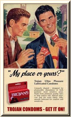 an advertisement for truann condoms with two men playing cards