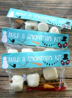 build a snowman kit with marshmallows in the bag and stickers