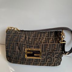 Highly Sought After Fendi Mia Zucca Crossbody Shoulder Bag Note: It Has A Slight Fragrance Smell. Ff Zucca Print. Flap Closure Fastened With Magnetic Stud. Shoulder Strap Can Be Adjusted To Make It Shoulder Length Or Cross Body Look. Condition Good Outside And Clean Inside. Please Refer To Pictures For Hardware Wear On The F And D Rings. Comes As Is. No Dustbags. Please Remember That This Bag Is Vintage And Not To Expect For It To Be Brand New. Vintage Fendi Bag Outfit, Fendi Bag Outfit, Fendi Vintage Bag, Shoulder Bag Outfit, Fendi Purses, Purse Outfit, Fendi Shoulder Bag, Vintage Fendi, D Rings