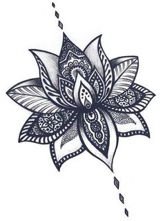 a black and white drawing of a flower