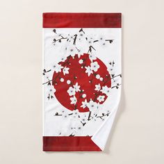 Cherry Blossoms Red Black White Elegant Gifts, White Hand, Floral Gifts, Floral Style