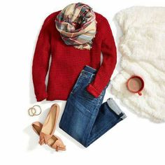 Stitch Fit, Stitch Fix Outfits, Waffle Knit Sweater, Stitch Fix Stylist, Red Sweater, Outfits Casuales, The Floor, Red Sweaters