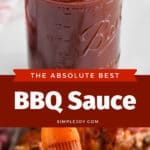 the bbq sauce is in a mason jar