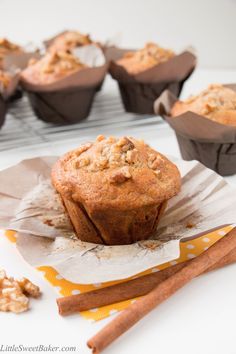 muffins with walnuts and cinnamon on top