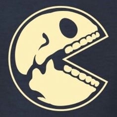 an image of a piece of pizza in the shape of a skull on a dark blue t - shirt