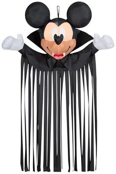 Create an eye-catching entrance or focal point with our Airblown® Inflatable Mickey Mouse Door Hanger! This amazing doorway decor features a lighted Vampire Mickey Mouse at the top and black streamers flowing below welcoming arms. It creates the perfect entrance for parties or greeting your guests. Best of all, this Mickey Mouse Halloween decor sets up in a flash for the easiest decorating ever. Includes a loop for easy hanging. Gemmy 6.5-ft Lighted Disney Mickey Mouse and Friends Mickey Mouse D Vampire Mickey Mouse, Mouse Door, Mickey Halloween Party, Doorway Decor, Mickey Mouse Halloween, Halloween Inflatables, Halloween Scene, Mickey Head, Halloween Door