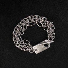 Silver electroplated brass and stainless steel, specialty chain bracelet with silver plated, hammered, ID tag toggle clasp - Silver electroplated brass & stainless steel, mixed specialty chain - three strands - Silver plated, hammered, Zamak, toggle focal clasp - Lead & Nickel safe *Really pretty - better than the photo displays! Modern Silver Charm Bracelet Tarnish Resistant, Modern Silver Chain Bracelet Tarnish Resistant, Modern Tarnish Resistant Silver Chain Bracelet, Modern Silver Tarnish-resistant Chain Bracelet, Silver Link Bracelets Tarnish Resistant, Silver Link Bracelet Tarnish Resistant, Adjustable Silver Tarnish-resistant Chain Bracelet, Silver Metal Chain Bracelet, Tarnish Resistant, Hammered Metal Bracelets