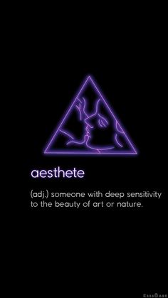 a purple triangle with the words aesthetic above it and an image of two people in front of