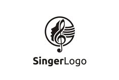 a music logo with the word singerlogo in black on a white background