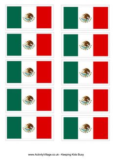 the flags of mexico and mexico are shown in four different colors, each with an eagle on