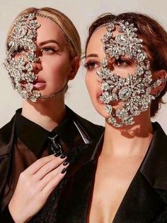 Masquerade Mask Full Face, Rhinestone Mask, The Mask Costume, Face Mask Aesthetic, Face Jewelry, Festival Face, Mask Aesthetic, Face Jewellery, Mask Masquerade