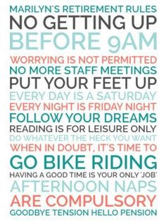 a poster with words that say no getting up before 9am, and there is an image in the bottom right corner