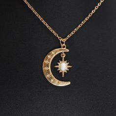 Crescent Moon & Star Necklace Size 18,20 Or 24 Inch Chain Available 18k Gold Ep Created Moonstone New & Nicely Boxed Diamond Crescent Moon Necklace, Crescent Moon Necklace Aesthetic, Gold Moon Jewelry, Sun Moon Necklace, Diamond Moon Necklace, Moon Necklace Gold, Moon Star Pendant, Moon Star Necklace, Moon And Star Necklace