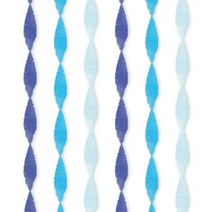 blue and white striped paper hanging from the side of a wall with wavy lines on it