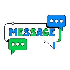 two speech bubbles with the words message written in them and one has three chat bubbles attached to it