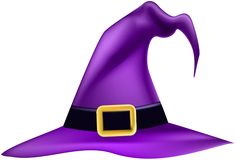 a purple witch hat with a gold buckle