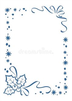 a blue christmas frame with holly berries and snowflakes on white background royalty illustration