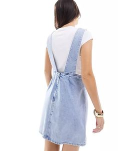 Edited pinafore mini dress in denim | ASOS Denim Blue Non-stretch Mini Dress, Button-up Denim Blue Mini Dress With Pockets, Button-up Denim Mini Dress With Pockets, Non-stretch Mini Denim Dress With Pockets, Blue Non-stretch Denim Mini Dress, Platform Shoes Sandals, Bardot Dress, Plus Size Designers, Petite Shirts