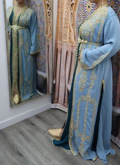 ARINAS offers you this beautiful Sky Blue Moroccan Caftan, high fashion and quality, in silk crepe, sfifa and machine embroidery, and hand beading. This Caftan produced in our ARINAS workshop in Morocco, or the heart of Moroccan craftsmanship and fashion, is for all your family occasions whether it be parties, engagements, weddings, birthdays, evenings, etc. The size is standard. The belt is not included, but our store can offer you one and for that write to us. Halloween Shopping