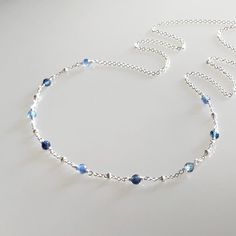 Blue Silver Necklace, Blue And Silver Necklace, Silver Blue Necklace, Light Blue Necklace, Blue Gemstone Necklace, Dainty Choker Necklace, Blue Sapphire Jewelry, Silver Jewlery, Blue Choker