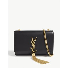 SAINT LAURENT KATE TASSEL MONOGRAM SMALL LEATHER CROSS-BODY BAG. #saintlaurent Chain Strap, Parisian Style, Leather Crossbody Bag, Smooth Leather, Leather Crossbody, Leather Shoulder Bag, Tassels, Saint Laurent, Monogram