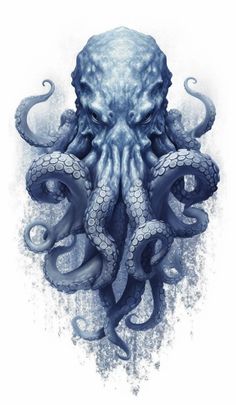 an octopus is shown in blue ink