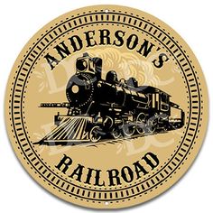 the logo for anderson's railroad is shown in gold and black on a white background