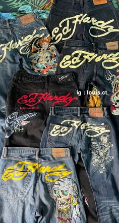 Looks Hip Hop, 00s Mode, Ed Hardy Jeans, 2000s Fashion Outfits, Y2k Outfits, Cute Jeans, Swaggy Outfits, Mode Inspo, Ed Hardy