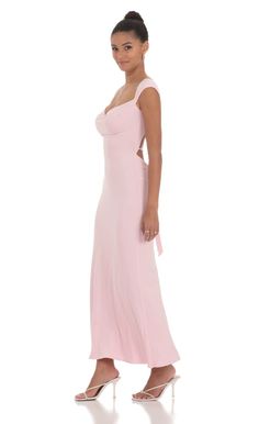 Strappy Cowl Neck Maxi Dress in Pink | LUCY IN THE SKY Angeles, Los Angeles, Baby Pink Bridesmaids Dresses, Pink Wedding Guest Dresses, Light Pink Prom Dress, Light Pink Bridesmaid Dresses, Pastel Color Dress, Cowl Neck Maxi Dress, Blush Pink Bridesmaid Dresses