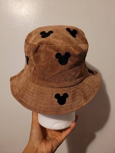 Corduroy Mickey All Over Bucket Hats - Etsy Casual Brown Adjustable Mini Hat, Cute Adjustable Bucket Hat, Trendy Corduroy Hat, Vintage Brown Bucket Hat, Brown Cotton Bucket Hat With Curved Brim, Brown Cotton Bucket Hat With Short Brim, Brown Brimmed Cotton Bucket Hat, Casual Adjustable Brown Bucket Hat, Vintage Brown Bucket Hat One Size