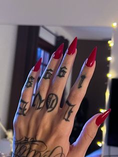 Different Nail Colors, Red Stiletto Nails, Acrylic Nails Stiletto, Nail Color Ideas, December Nails, Work Nails, Jelly Nails, Fire Nails, Pretty Acrylic Nails