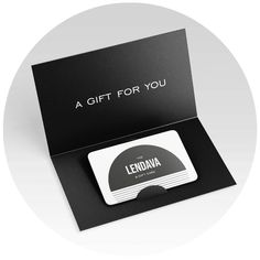 a black and white gift card with the words, a gift for you on it