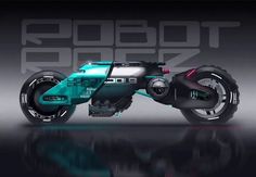 the futuristic motorcycle is designed to look like it's going down the road with its wheels