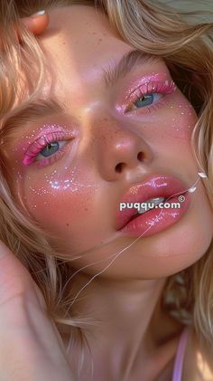 Pink Pony Club Makeup, Pink Rave Makeup, Pink Mermaid Makeup, Aria Makeup, Pink Fairy Makeup, Pink Makeup Aesthetic, Pink Makeup Looks, Pink Eyeshadow Looks, Festival Eye Makeup