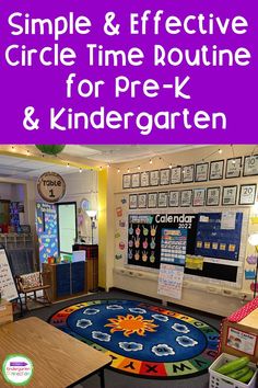 an image of a classroom setting with the words simple and effective circle time routine for pre - k and kindergarten