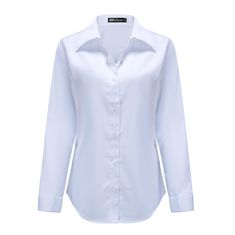 PRICES MAY VARY. Premium Material (white long sleeve shirts for women, white shirts for women): Crafted with a high-quality polyester blend fabric, this women's white blouse offers exceptional comfort and durability for daily wear. Classic Collar Design (white collared shirt for women): Featuring a timeless collar design, this white button down shirt serves as the perfect women's work shirt, office top, and versatile button up blouse. Flexible Styling Options (white button up shirt women, womens Long Sleeve Plain Office Shirt, Plain Long Sleeve Workwear Shirt, Plain Long Sleeve Office Shirt, White Long Sleeve Office Tops, Plain Long Sleeve Shirt For Work, White Long Sleeve Tops For Office, White Long Sleeve Blouse With Button Closure, Plain Long Sleeve Tops For Formal Events, Formal Long Sleeve Plain Top