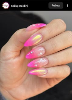 Pink And Purple Floral Nails, Pink Red Purple Nails, Pretty In Pink Nails, Pink Rave Nails, Lisa Frank Nail Designs, Pink Pony Club Nails, Hot Pink And Purple Nails, Dolly Parton Nails, Disco Nails Designs