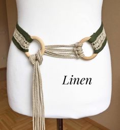 "Linen fabric, Linen natural uncolored lace and rope, Birch Wood Rings Total belt length (from the ring to fringes tip) XS - 127cm/50\" ( 55cm/22\" main section including rings) S - 132cm/52\" ( 60cm/24\" main section including rings) M - 147cm/57\" ( 75cm/29\" main section including rings) L - 157cm/61\" ( 85cm/33\" main section including rings) XL -167cm/65\" ( 95cm/37\" main section including rings) 2XL- 182cm/71\" ( 110cm/43\" main section including rings) 3XL- 192cm/75\" ( 120cm/47\" main s Simpul Makrame, Viking Belt, Crochet Belt, Belt Ring, Larp Costume, Handmade Belts, Rope Belt, Belt Length, Ring Der O