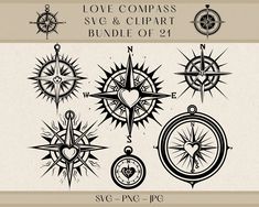 the love compass svg and clipart bundle