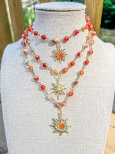 Carnelian Sun Charm Wire Wrapped Gold Necklace/crystal Beaded Gold Sun Choker/gemstone Necklace/sun Choker/hippie Choker/crystal Jewelry - Etsy Sun Choker, Fancy Accessories, Necklace Sun, Driftwood Jewelry, Fairy Accessories, Earthy Jewelry, Sun Charm, Whimsical Jewelry, Doll Jewelry