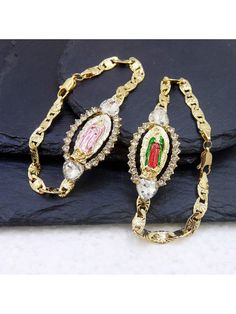 Multicolor,Pink  Collar  Zinc Alloy   Embellished   Women Fashion Jewelry Jewelry Mexican, Mexican Gold Jewelry Necklaces, Quince Bracelets, Mexican Jewelry Gold Bracelet, Hispanic Jewelry, Mexican Bracelets, San Judas Gold Bracelet, St Judas, Gold Pendants For Men