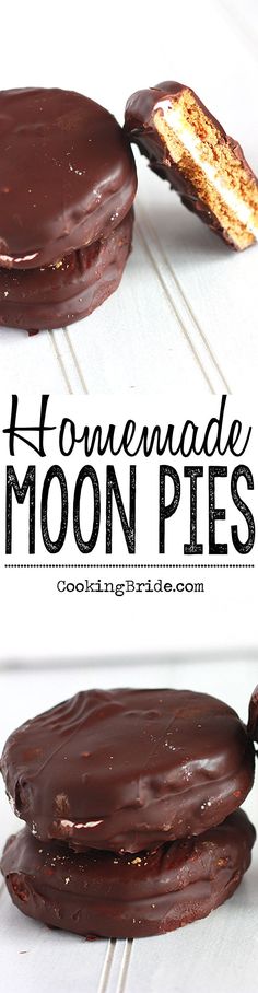 homemade moon pies with chocolate frosting on top