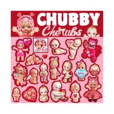 a sticker sheet with lots of baby dolls on it's back and the words chubby cherubs