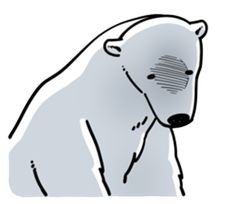 a drawing of a polar bear with the head turned to look like it is looking at something