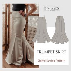 the trumpet skirt sewing pattern is shown