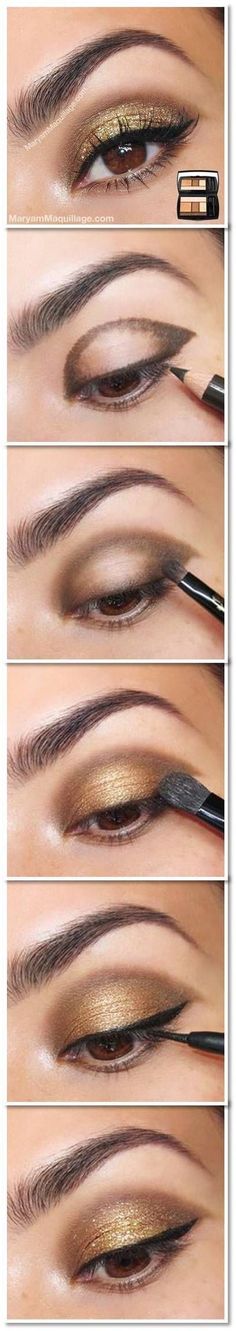 Searching: "glitter nails" - Juxtapost Women Salon, Gold Eye Makeup Tutorial, Golden Eye Makeup, Gold Eye Makeup, Makeup For, Lisa Rinna, Smoky Eyes, Gold Eyeshadow, Ingrid Bergman