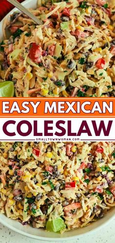 mexican coleslaw in a bowl with the title above it