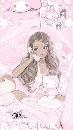 Coquette Anime Girlies, Pink Drawing Aesthetic Wallpaper, Cute Drawings Pink, Pink Kawaii Pfp, Kawaii Core Wallpaper, Sanrio Aesthetic Wallpaper, Kawaii Pink Wallpaper, Cute Kawaii Pfp, Dolly Wallpaper