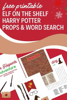 Add a touch of magic to your morning elf routine with these free printable Harry Potter Elf on the Shelf Props with a wizarding themed word search to accompany the props. Elf On The Shelf Props, Harry Potter Elf, Free Printable Harry Potter, Printable Harry Potter, Harry Potter Printables Free, Harry Potter Props, Harry Potter Printables, On The Shelf