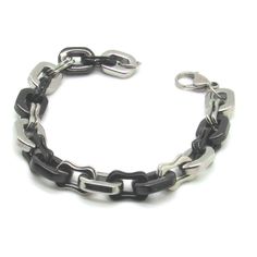 Excellent Quality.Made Of Surgical Steel. Will Not Tarnish Or Change Your Skin Colors. *Condition: Brand New *Gift Box Included With Purchase **Approx. Size: 9" Long **Approx. Width: 11mm **Approx. Weight: 49.4 Grams Elegant Black Chain Bracelet With Silver Chain, Elegant Black Link Chain Bracelet, Black Metal Bracelets With Lobster Clasp, Black Metal Bracelet With Lobster Clasp, Black Chain Link Jewelry With Lobster Clasp, Black Link Chain Bracelet For Gift, Black Link Chain Bracelet As Gift, Adjustable Black Chain Link Jewelry, Black Link Chain Jewelry